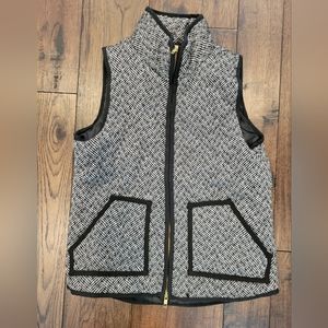 Black white fashion winter tweed vest with gold zipper